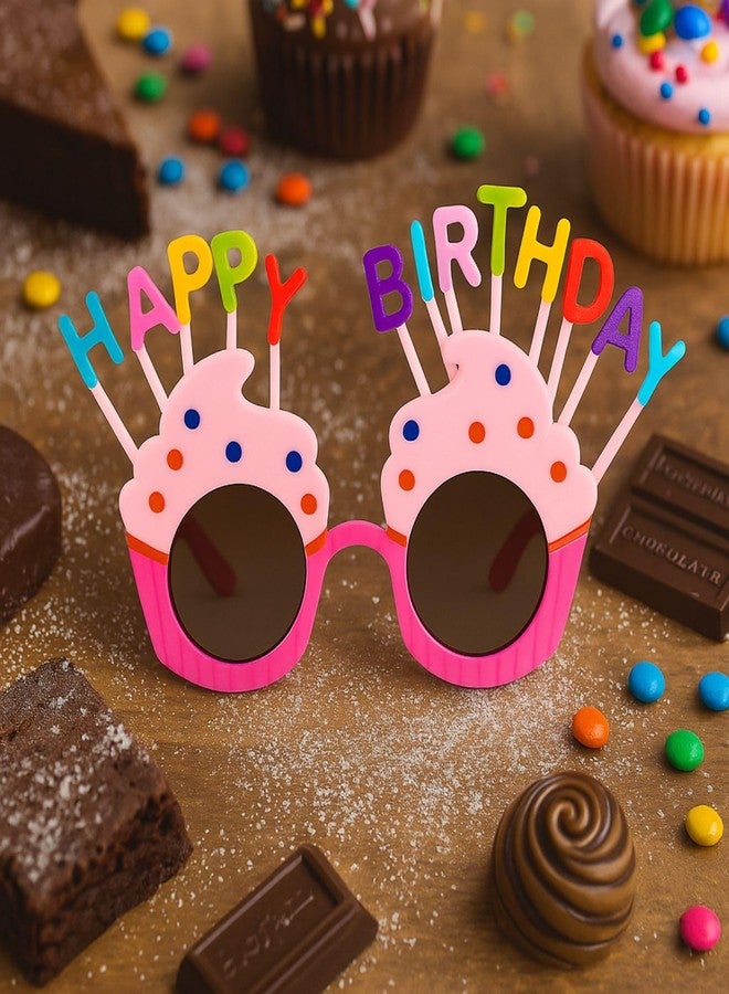 we3 Birthday Party Decorative Goggles Eyewear for Kids & Adults Colorful Plastic Goggles with Happy Birthday Design Fun and Photo Booth Props (Pack Of 4, Pink) - Image 4